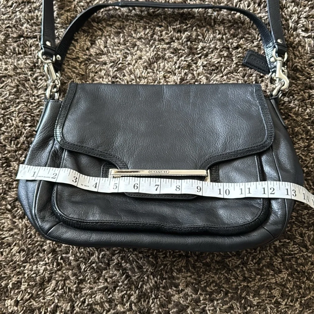 Coach Taylor Black Leather Shoulder Bag with Silver Accents